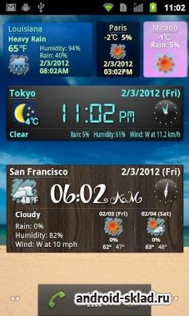 World Weather Clock Widget - виджет погоды для Android