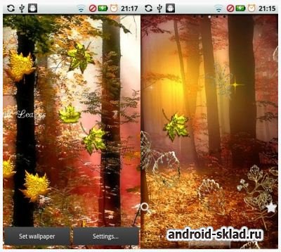 Fall Golden Diamond Leaves - Живые обои с падающими листьями для Android