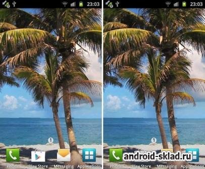 Beach Trees - живые обои с пальмами на море для Android