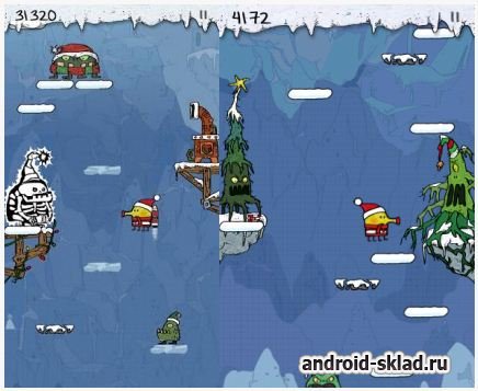 Doodle Jump Christmas Special - новогодний прыгающий человечек на Android