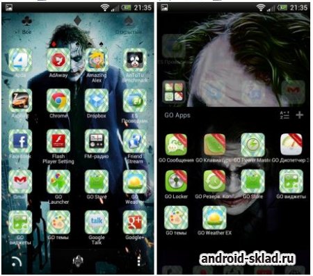 Card the Joker AV GO - тема со злым джокером для GO Launcher EX