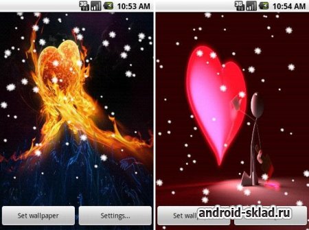 Love LWP - живые обои с множеством сердечек для Android