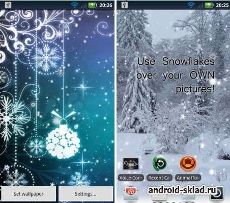 Snowflakes - зимние живые обои для Android
