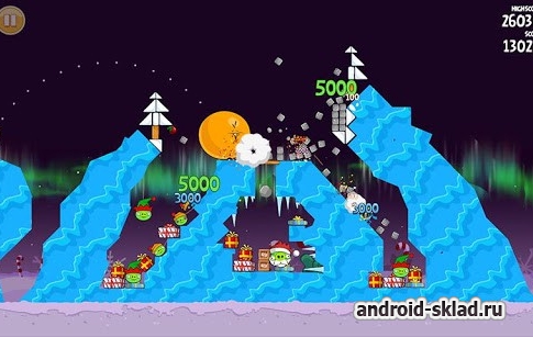 Angry Birds Seasons Winter Wonderham - новогодние птички и свинки для Android