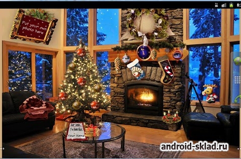 Christmas Fireplace - живые обои с рождественским камином