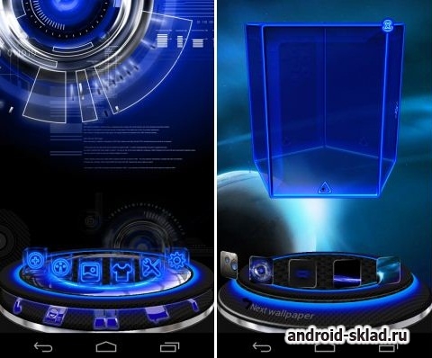 Krome 3D - синяя тема в стиле Хай-Тек для Next Launcher Krome 3D - синяя тема в стиле Хай-Тек для Next Launcher