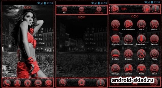 Girl in Red - тема с девушкой в красном для Go Launcher EX