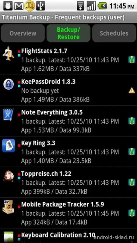 Скриншот Titanium Backup PRO №1