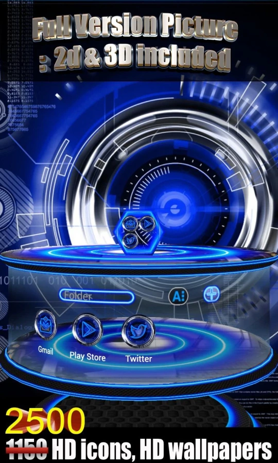 Скриншот Next Launcher Theme Krome 3D №5