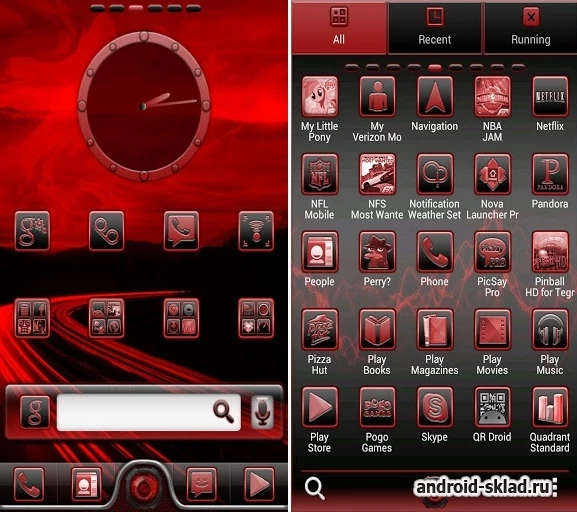 Скриншот Serenity Multi Launcher Red Theme №2