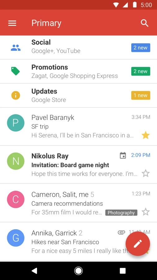 Скриншот Gmail Go №1