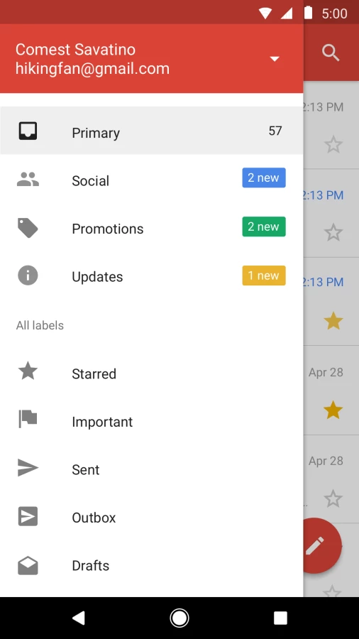 Скриншот Gmail Go №2